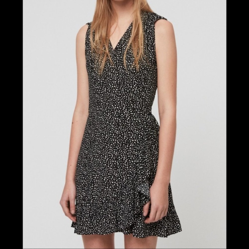 All Saints Sz M Polka Dot Wrap Dress EUC